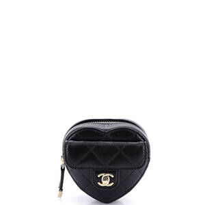 Chanel CC in Love Heart Arm Zip Coin Purse Quilted Lambskin
